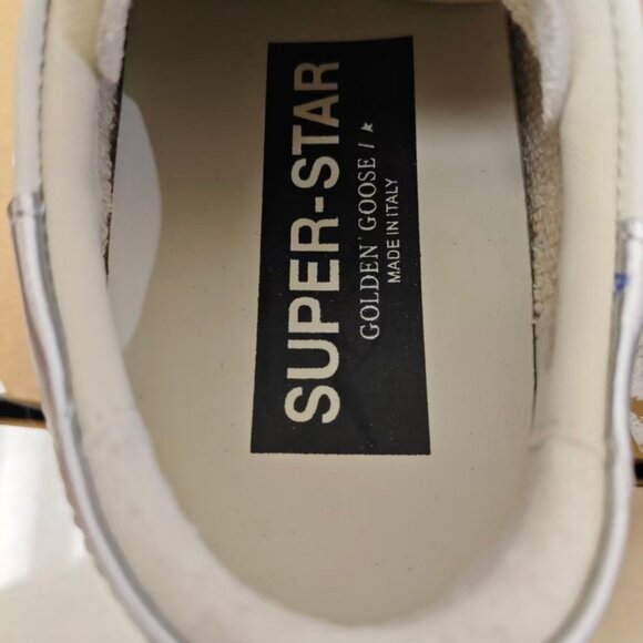 Golden Goose White and Silver Superstar Sneakers - Picture 9 of 10